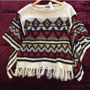 NWT LF SWEATER RARE KNIT WITH FRINGE AZTEC PRINT
